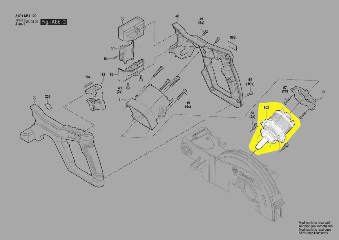 Moteur 18V réf. 1 609 B08 351 Bosch